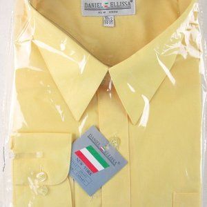 NWT Daniel Ellissa Men's Yellow Dress Shirt, Convertible Cuffs, 18.5 (34/35)
